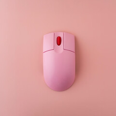 pink computer wireless bluetooth mouse on pink background
