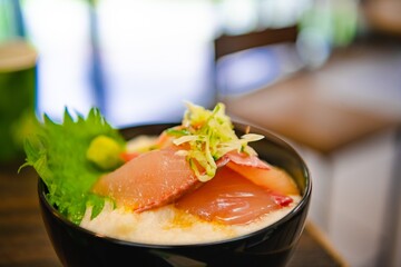 sushi with chopsticks