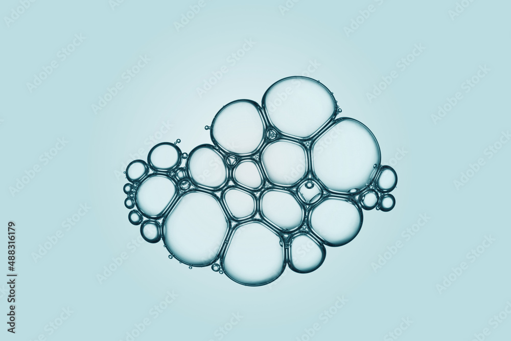 Wall mural cell, molecule concept. air bubbles group macro representing abstract cell structure microscope view