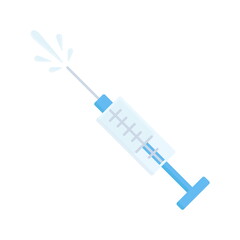 Vector element for design. Syringe sign icon with liquid, for injection, vaccination, etc.