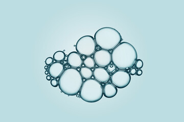 Cell, molecule concept. Air bubbles group macro representing abstract cell structure microscope...