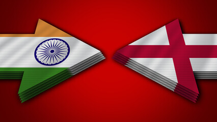 England vs India Indian Arrow Flags – 3D Illustration