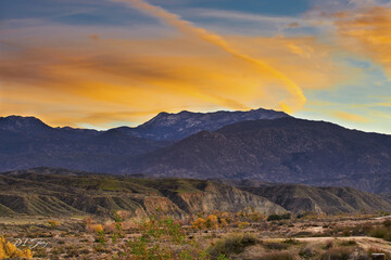 Beautiful view of mountain in sunset.