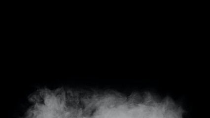 White smoke or fog isolated on black background.