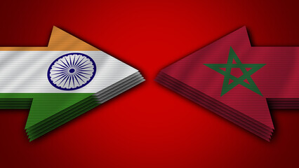 Morocco vs India Indian Arrow Flags – 3D Illustration