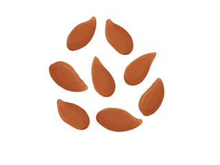 Flaxseed. Healthy unpeeled seeds on white backgrond. Vegetarian food.