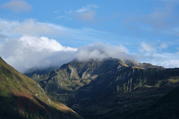 cloud covered mountain peak
