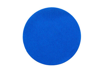 Blank blue round adhesive paper sticker label isolated on white background