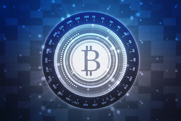 Global Abstract Bitcoin Crypto Currency Blockchain Technology World Map Background Illustration