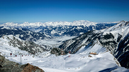 View from Kitsteinhorn on the Zell am See valley in the Austrian Alps  - 488317779