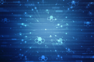 Binary Code Background, Digital Abstract technology background, flowing number one and zero text in binary code format in technology background. Internet Big data Concept