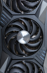 Gaming video card, for video games and cryptocurrency mining. Computer parts. GPU card.