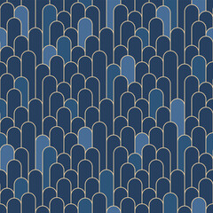 Japanese Cute Round Fish Scale Vector Seamless Pattern © pannawish
