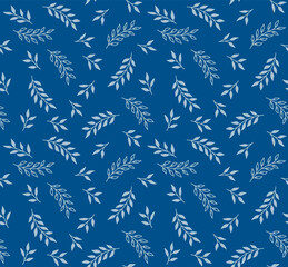Japanese Leaf Branch Fall Vector Seamless Pattern