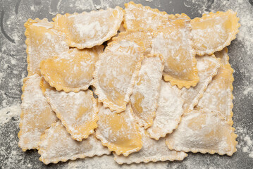 Raw ravioli as background. Healthy italian food.