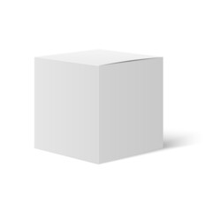 Square paper box mockup. White box mock up. 3D model  with shadow.