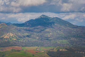 Panorama from Lombardia Castle in Enna, Sicily, Italy, Europe