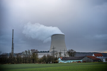 Last nuclear power plant nuclear power plant Isar 2 in Germany near Landshut Bavaria