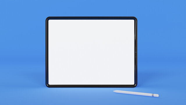 Ipad Pro Mockup Blue Theme Stand