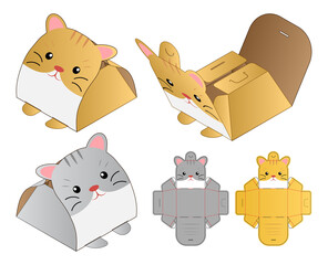Box packaging die cut template design. 3d mock-up © siiixth