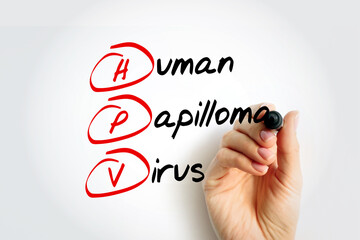 HPV - Human Papilloma Virus acronym with marker, medical concept background