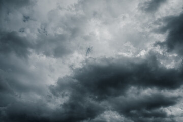 Dark or black clouds on the sky before storm raining.