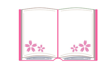 桜と本 見開き ノート フレーム シンプル ベクターイラスト