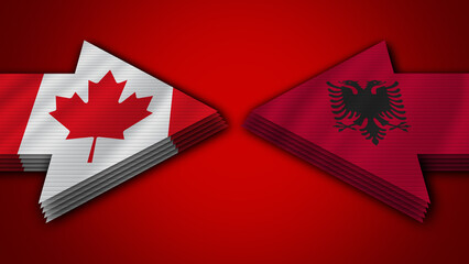 Albania vs Canada Arrow Flags – 3D Illustration