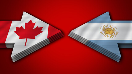 Argentina vs Canada Arrow Flags – 3D Illustration