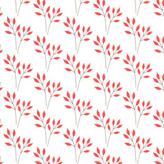 Seamless pattern with plants on the white background. Botanic ornament.