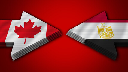 Egypt vs Canada Arrow Flags – 3D Illustration