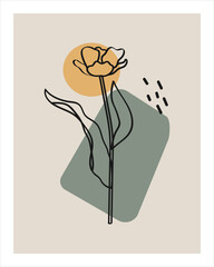 Trendy posters with plants. Modern Art. Minimalism. Abstract Plant Art design for print, cover, wallpaper, Minimal and natural wall art. Vector illustration.