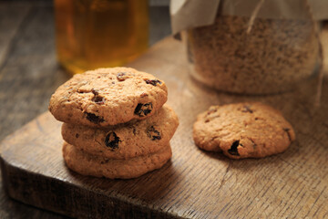 Oatmeal cookies with raisins, coconut and cinnamon.