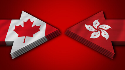 Hong Kong vs Canada Arrow Flags – 3D Illustration
