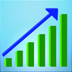 business graph with arrow for presentation 