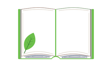 葉と本 見開き ノート フレーム シンプル ベクターイラスト 葉っぱ 