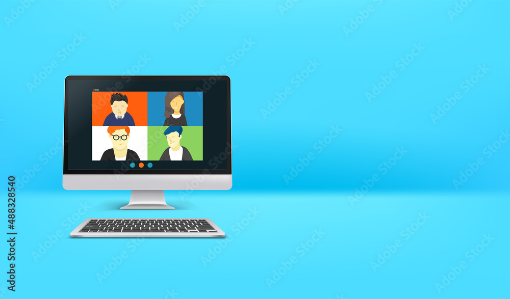 Aufkleber conference call with business team. horizontal banner with copy space