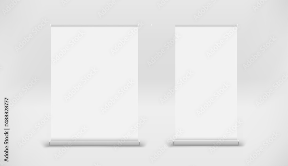 Aufkleber wide paper roll banners set. 3d vector illustration