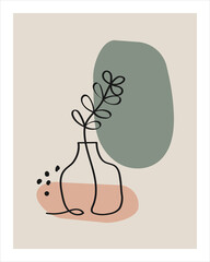 Trendy posters with plants. Modern Art. Minimalism. Abstract Plant Art design for print, cover, wallpaper, Minimal and natural wall art. Vector illustration.