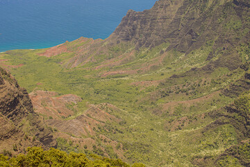 Panoramic top view from Napili valley in Kauai, Hawai