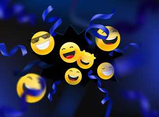 Fototapeta premium Explosion of social media emoticons. Internet reaction concept