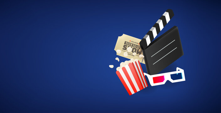 Video intertainment concept. Horizontal vector banner with copy space