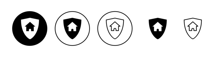 house insurance icons set. house protection sign and symbol