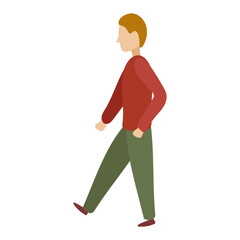 A man or woman is walking down the street. Set of different people in flat style. A simple drawing of a person. Vector illustration isolated on white background