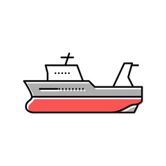 trawler boat color icon vector illustration