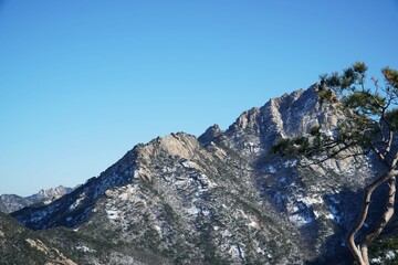 Bukhansan Mountain peak and sky.