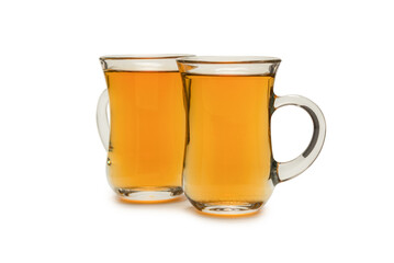 A turkish glass of tea isolated on white background.