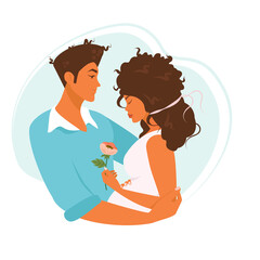 A beautiful black couple is expecting a baby. future parents. Family and love. Vector illustration.