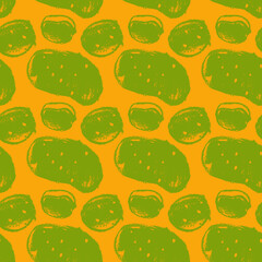 Vector potatoes pattern seamless. Hand drawn potato drawings, root vegetable illustration. Vegetarian restaurant banner. Botanical background for food label, chips packaging. Home cooking courses. 