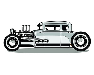 Classic car in grayscale in outline mode design illustration in vector design 6